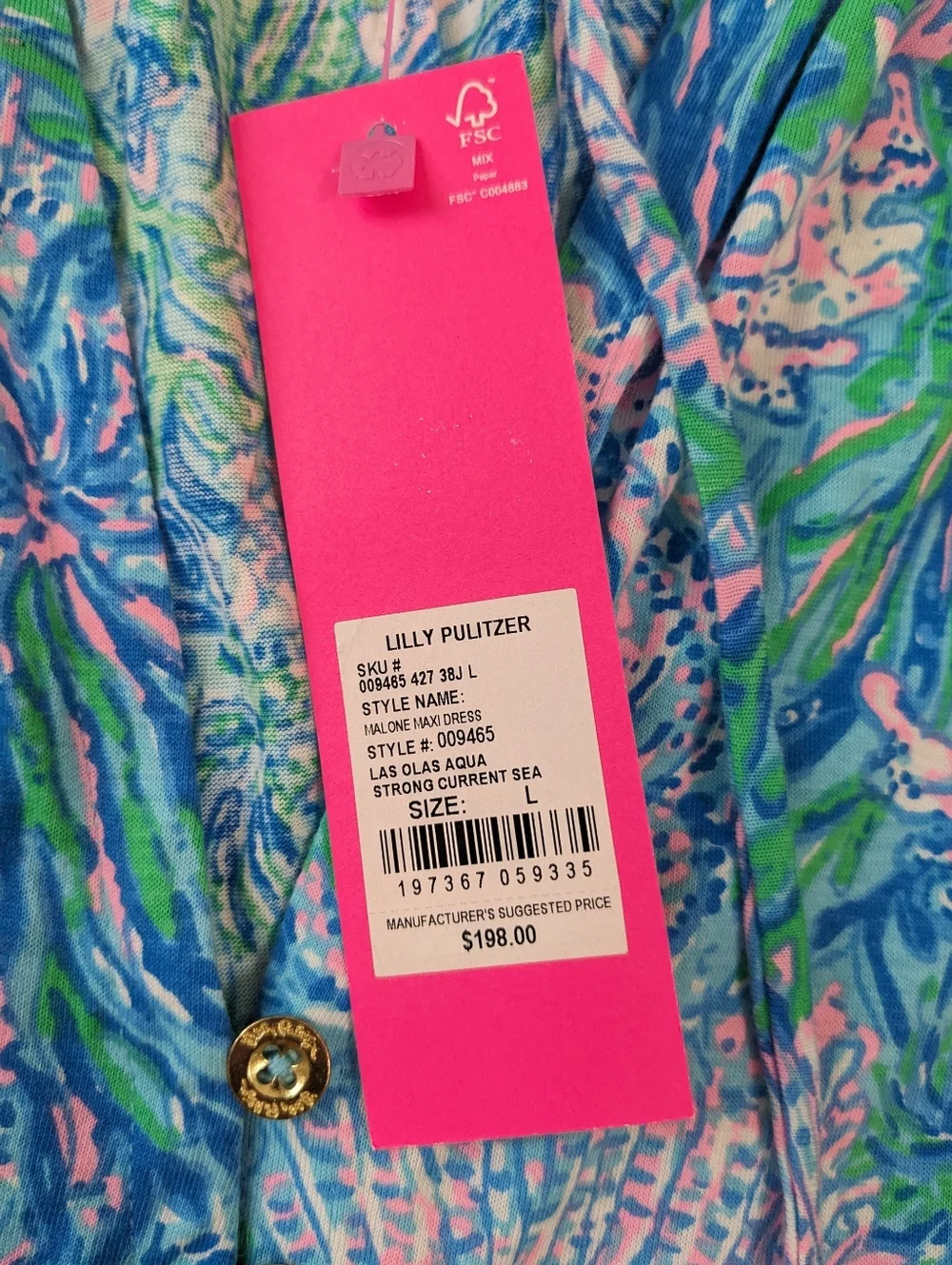 NWT! Lilly Pulitzer Malone Maxi Dress  Las Olas Aqua Strong Current Sea Size L - Picture 7 of 14